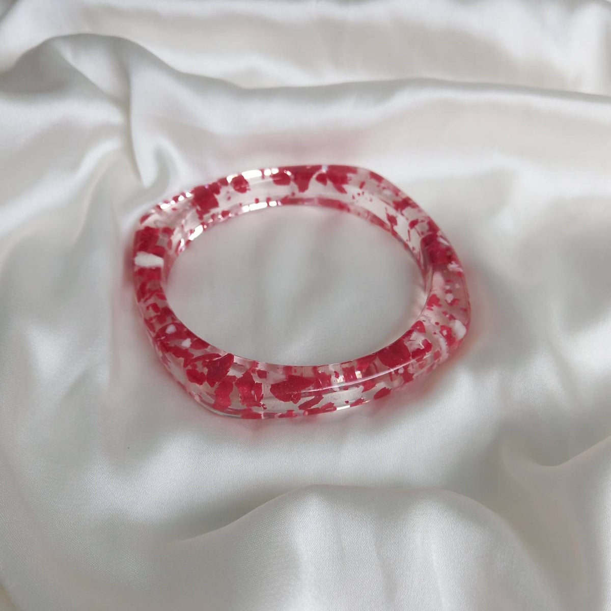 Chunky Red Clear Resin Bracelet