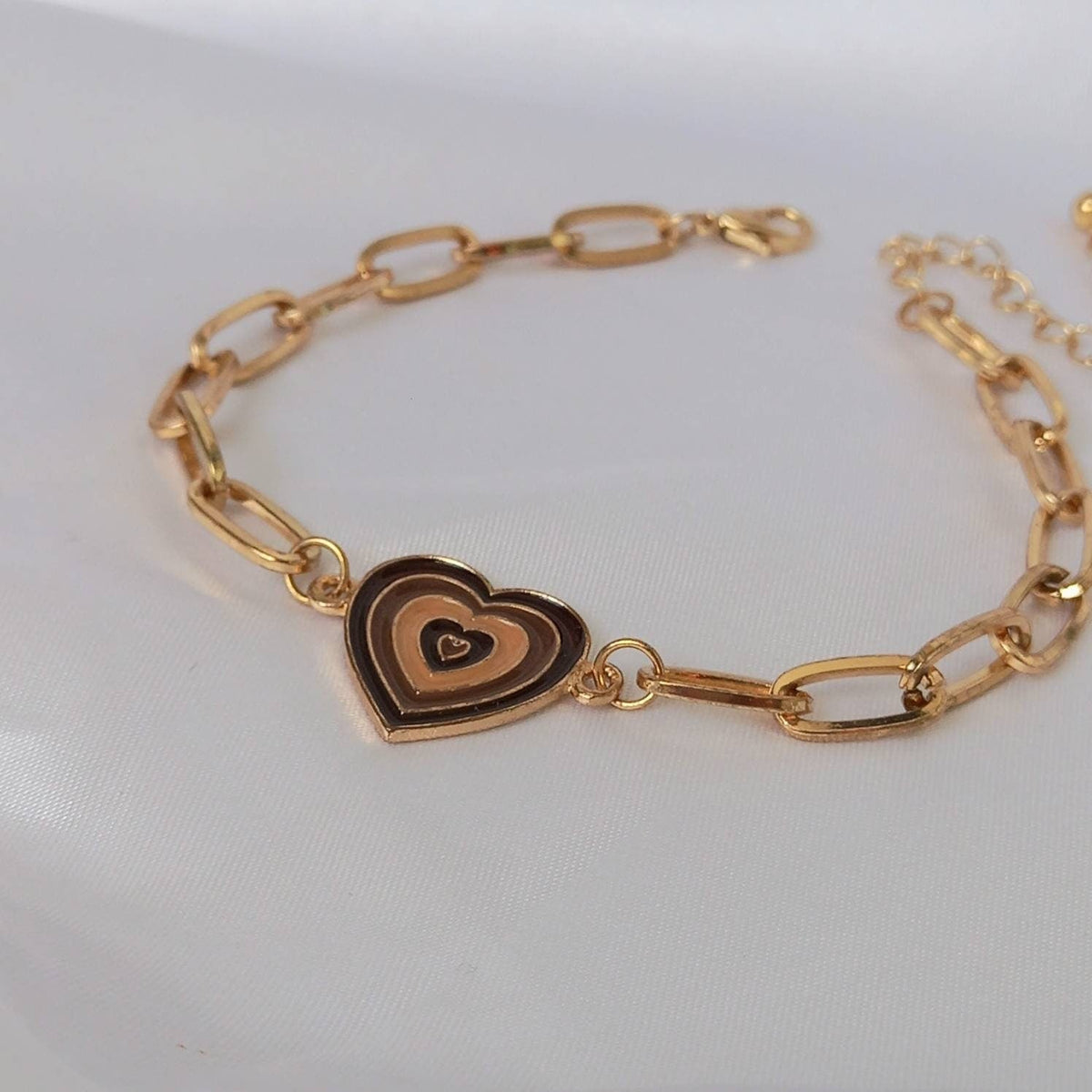 Gold & Brown Heart Bracelet